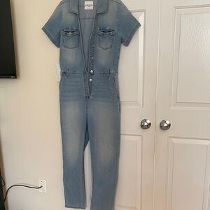 Celebrity Pink Light Blue Denim Jumpsuit